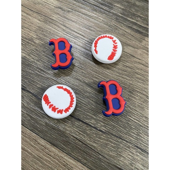 Boston Red Sox Baseball Team Charm For Crocs Shoe Charms - 4 Pieces - Picture 1 of 1